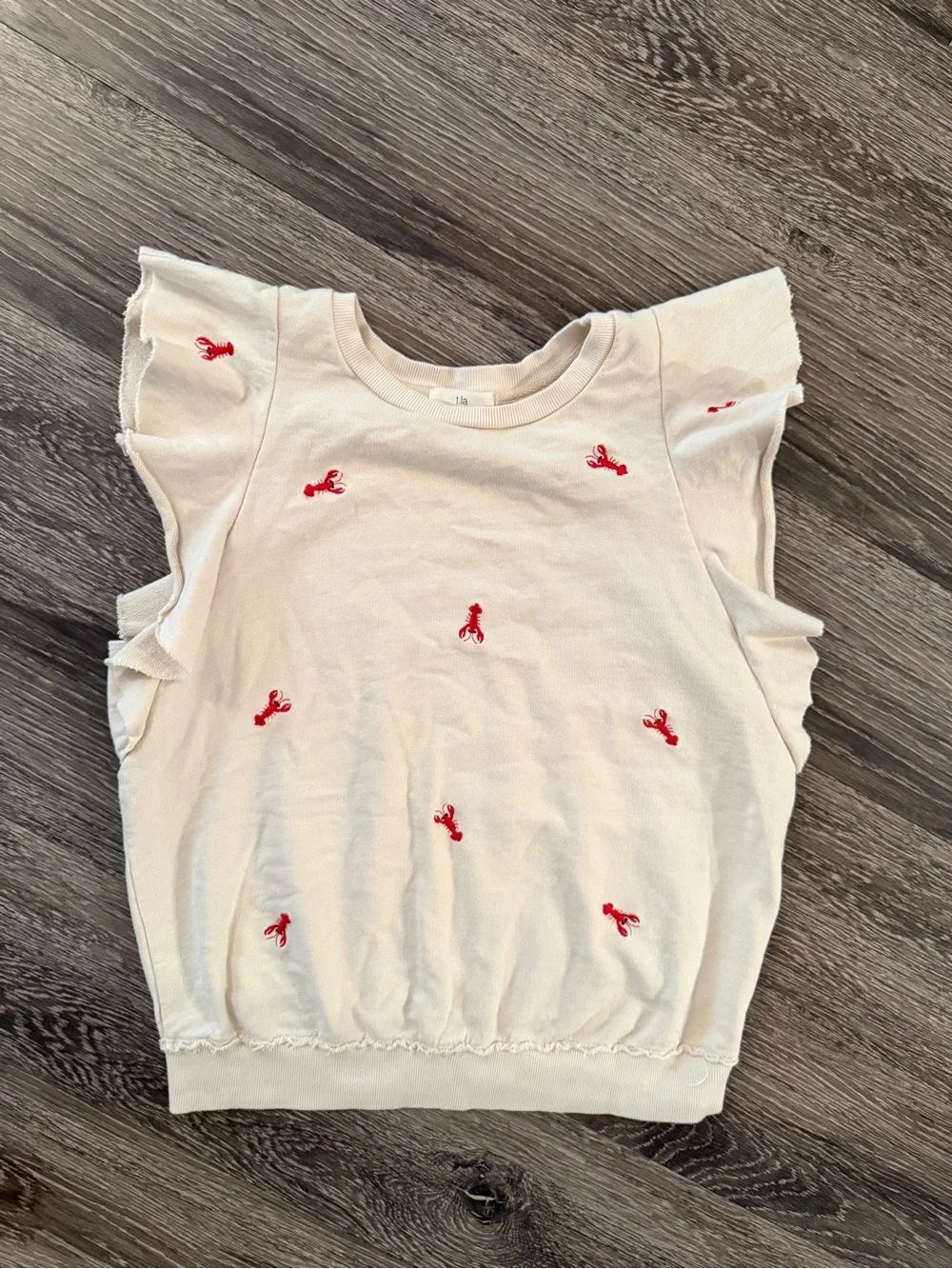 T.la Sleeveless Ruffle Lobster Sweatshirt